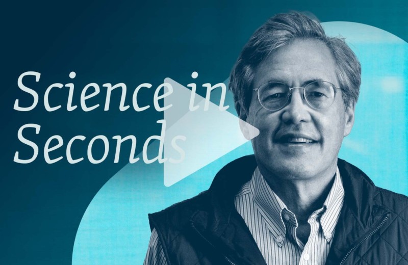 Blue graphic featuring Bruce Conklin with a play button on top